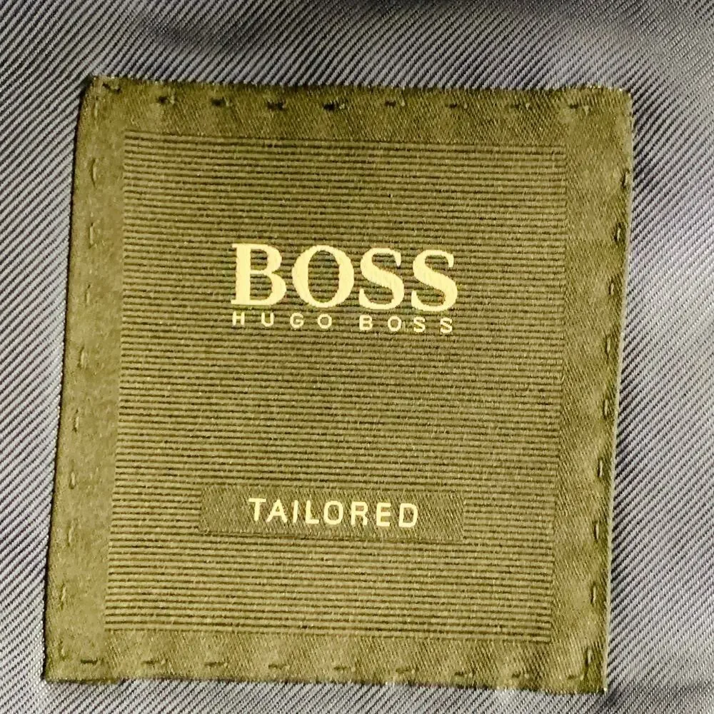 HUGO BOSS Size 40 Blue Black Window Pane Silk Linen Tailored Fit Sport Coat